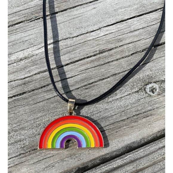 Rainbow necklace on adjustable wax rope (reversible to gold colored metal) - Picture 4 of 12